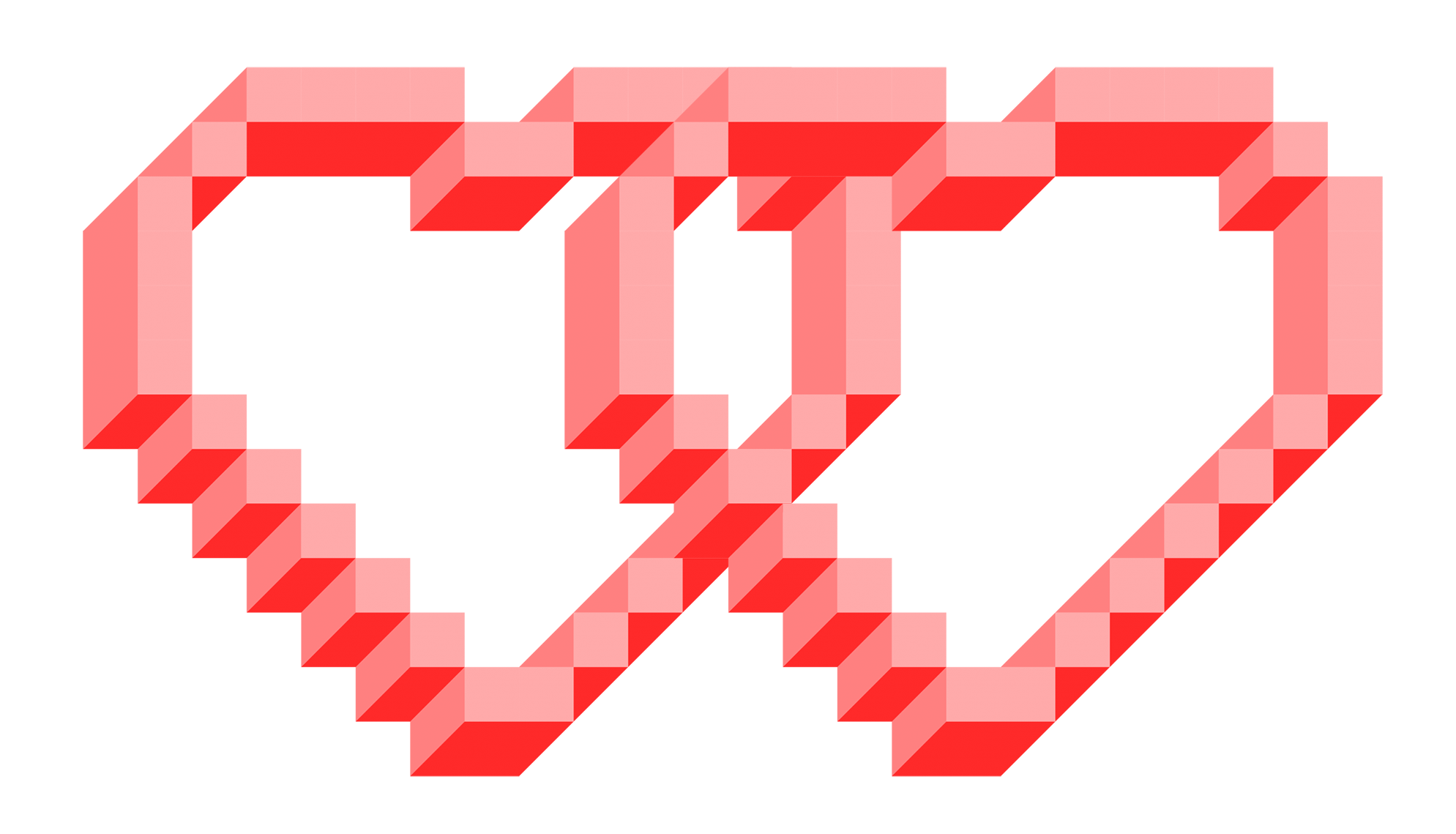 Two pixelated hearts